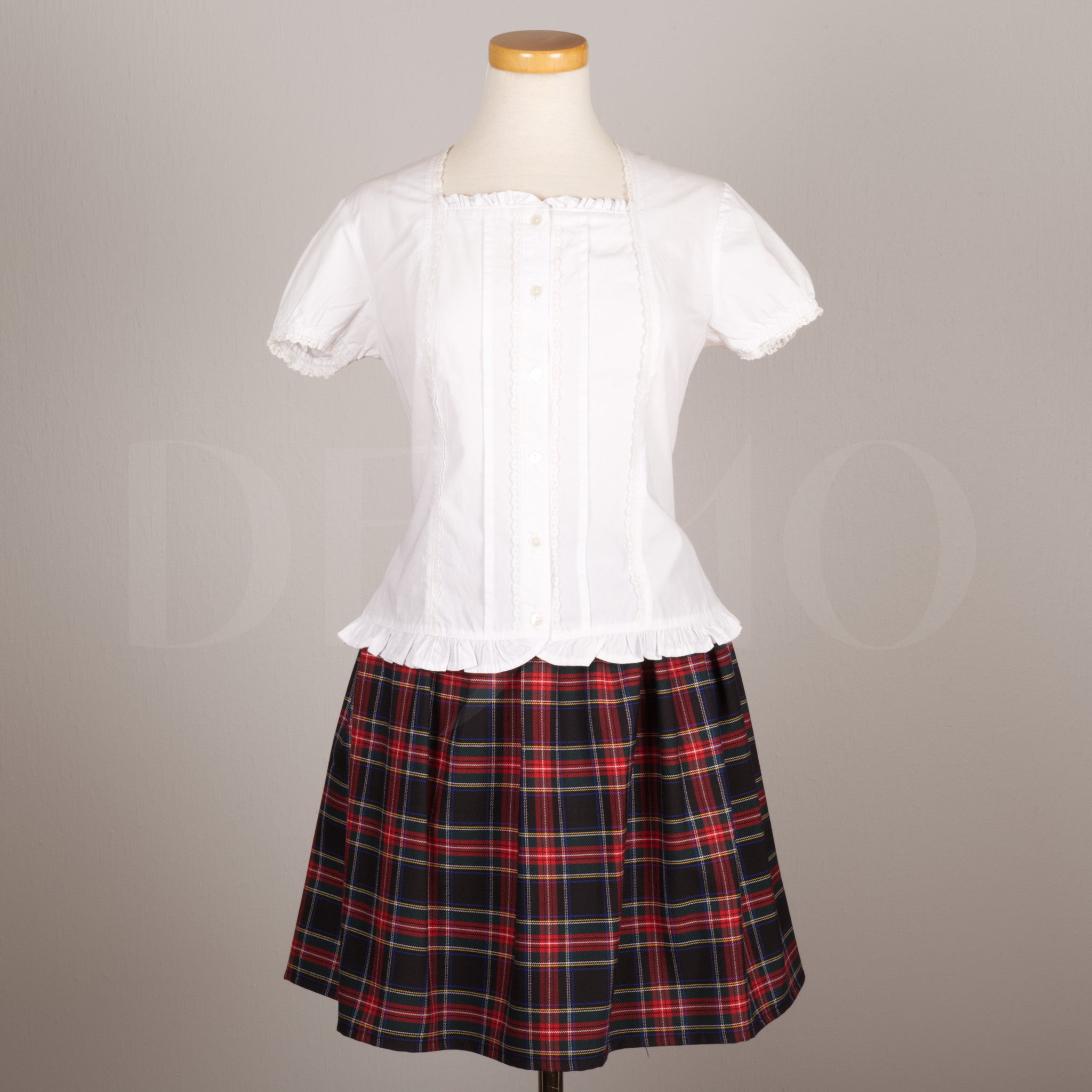 Plaid Skirt with Elastic Waist