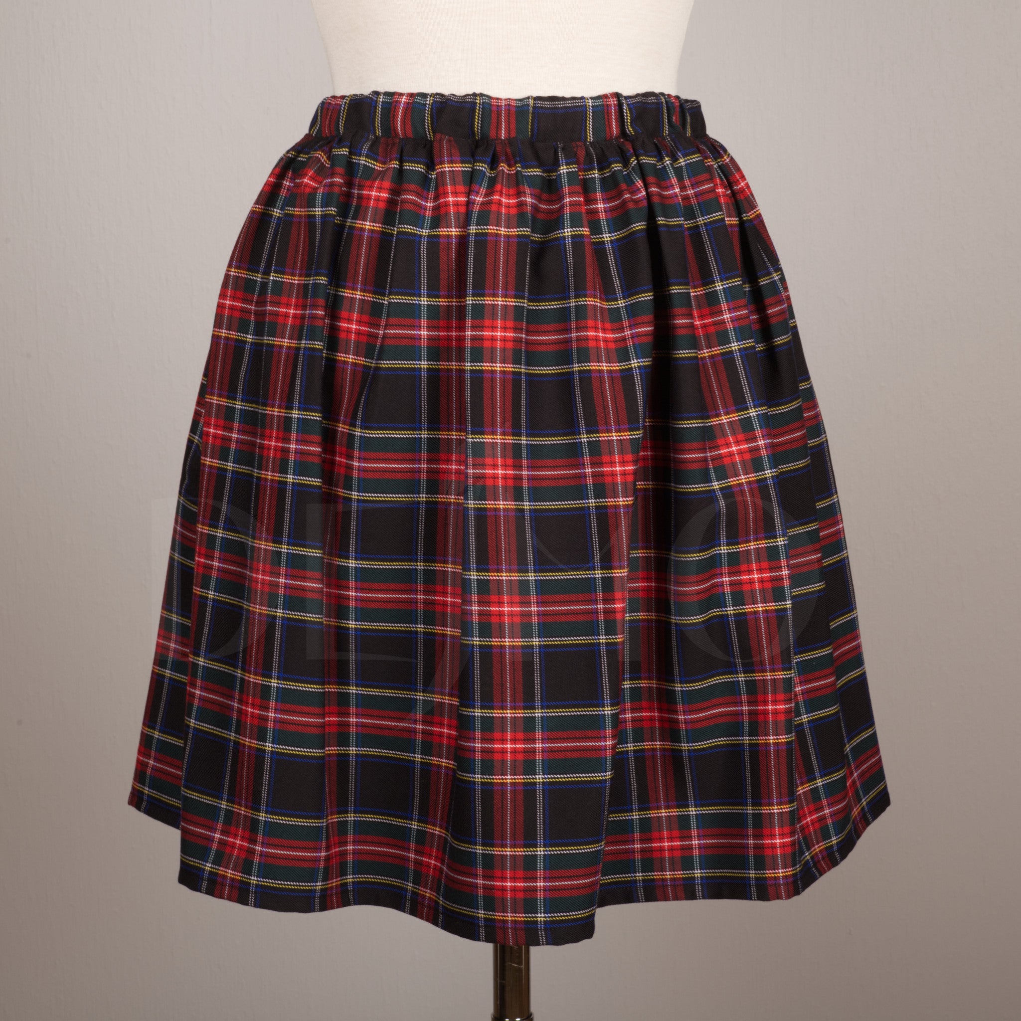 Plaid Skirt with Elastic Waist