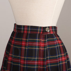 Plaid Wrap Skirt with Buttons