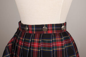 Plaid Wrap Skirt with Buttons