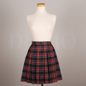 Plaid Wrap Skirt with Buttons